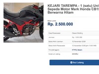 Lelang Lagi Nih! Siapa Mau Honda CB150R Rp 2,5 Juta?
