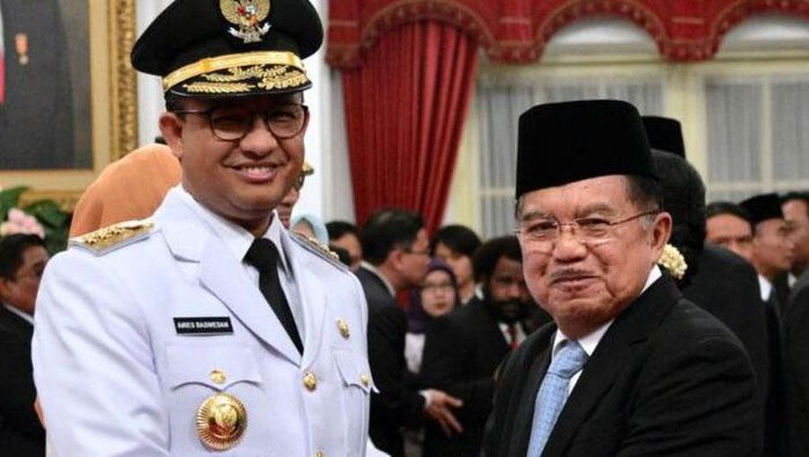 Gubernur DKI Jakarta Anies Baswedan dan Wapres Jusuf Kalla. (Foto: Pool/Biro Setpres)