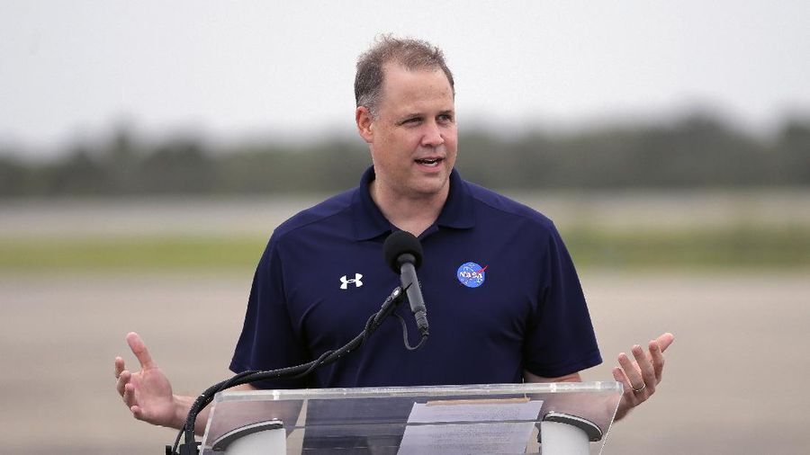 NASA Administrator Jim Bridenstine speaks during a news conference after astronauts arrived at the Kennedy Space Center, Sunday, Nov. 8, 2020, in Cape Canaveral, Fla. Four astronauts will fly on the SpaceX Crew-1 mission to the International Space Station scheduled for launch on Nov. 14, 2020 (AP Photo/Terry Renna)