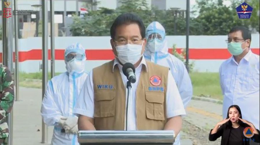 Perkembangan Penanganan COVID-19 dan Kepatuhan Protokol Kesehatan. (Tangkapan Layar Youtube BNPB)