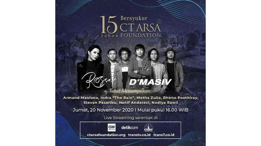 CT ARSA Foundation menggelar acara HUT ke-15 dengan perayaan virtual yang dimeriahkan sederet artis Indonesia ternama pada Jumat nanti. (Foto: Dok. CT Arsa)