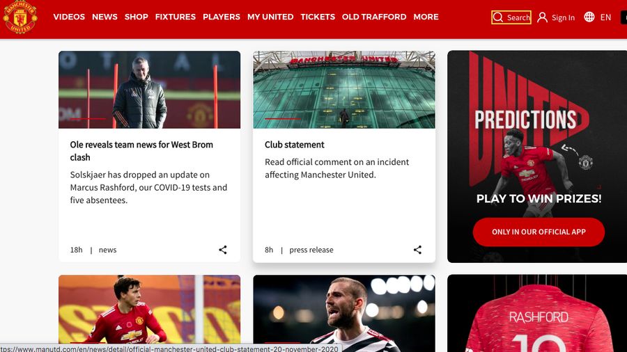 Website Manchester United: