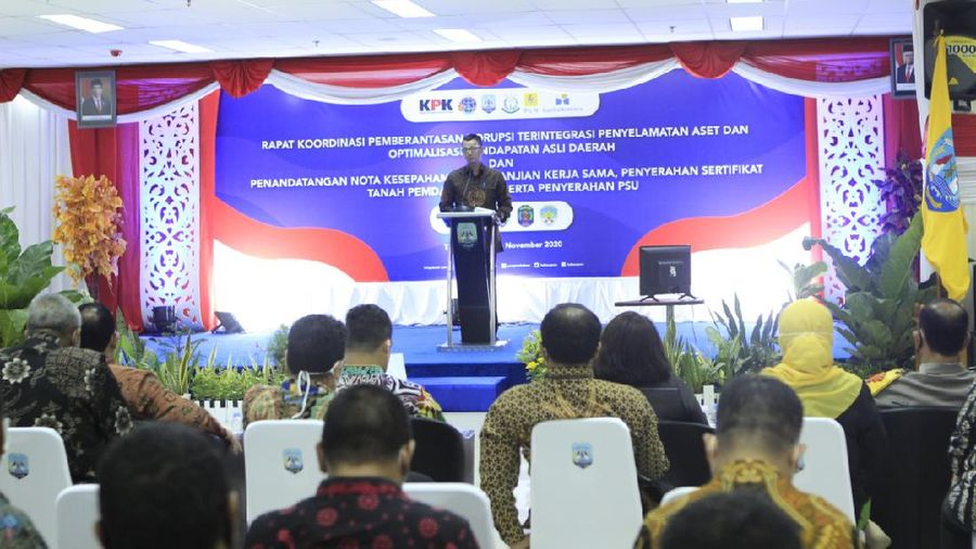 Rapat Koordinasi Pemberantasan Korupsi Terintegrasi Penyelamatan Aset dan Optimalisasi Pendapatan Asli Daerah dan Penyerahan Sertifikat Tanah Pemerintah Daerah dan PLN di Provinsi Kalimantan Utara. (Dok PLN)