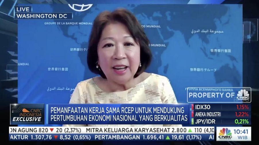 Managing Director World Bank, Mari Elka Pangestu dalam acara webinar 