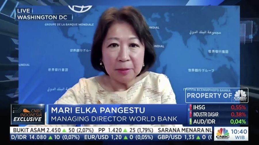 Managing Director World Bank, Mari Elka Pangestu dalam acara webinar 