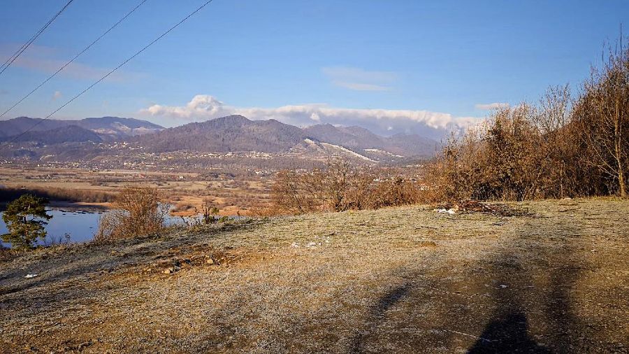 A metal structure sticks from the ground on the Batca Doamnei hill, outside Piatra Neamt, northern Romania, on Nov. 27, 2020. The structure, similar in shape and size to the monolith that was placed in the Utah desert, has since disappeared.(Robert Iosub/ziarpiatraneamt.ro via AP)