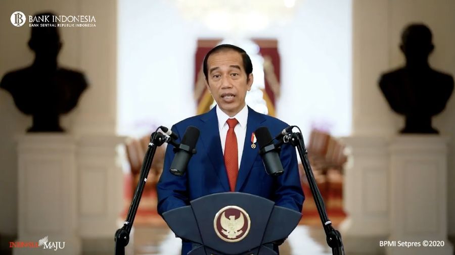 Presiden Joko Widodo dalam Pertemuan Tahunan Bank Indonesia (PTBI) 2020 (Tangkapan Layar Youtube Bank Indonesia)