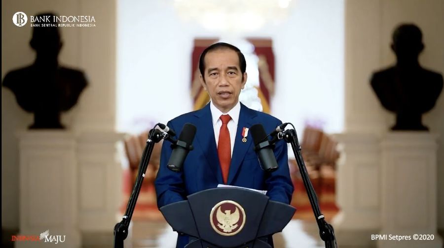 Presiden Joko Widodo dalam Pertemuan Tahunan Bank Indonesia (PTBI) 2020 (Tangkapan Layar Youtube Bank Indonesia)