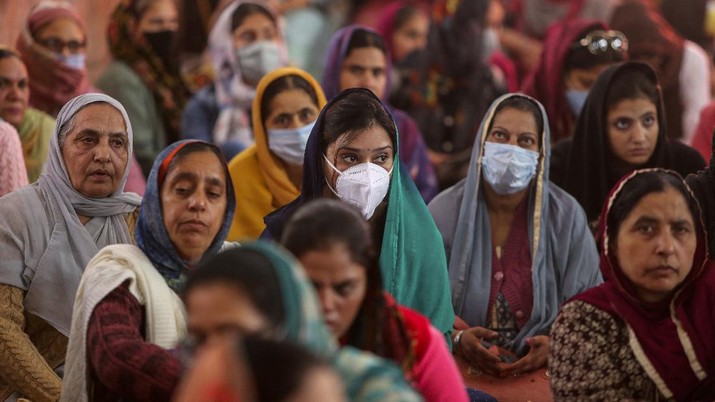 Kasus Covid-19 meningkat di India. (AP/Birendra) Kasus Covid-19 meningkat di India. (AP/Birendra)