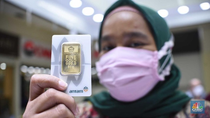 Ilustrasi Emas Antam. (CNBC Indonesia/Muhammad Sabki)