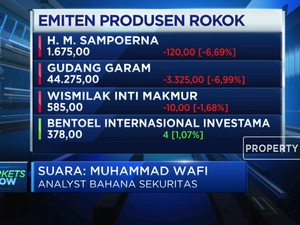 Cukai Naik, Saham Emiten Rokok Rontok