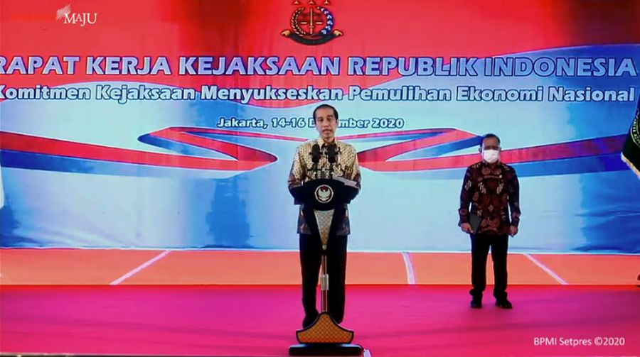 Peresmian Pembukaan Rapat Kerja Kejaksaan Republik Indonesia. (Tangkapan Layar Youtube Sekretariat Negara)