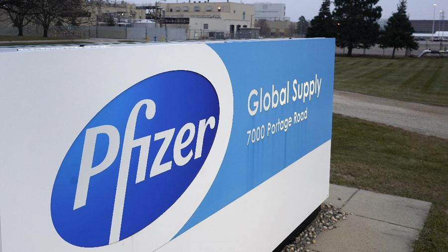 The Pfizer Global Supply Kalamazoo manufacturing plant is shown in Portage, Mich., Friday, Dec. 11, 2020. The U.S. gave the final go-ahead Friday to the nation’s first COVID-19 vaccine, marking what could be the beginning of the end of an outbreak that has killed nearly 300,000 Americans. (AP Photo/Paul Sancya)