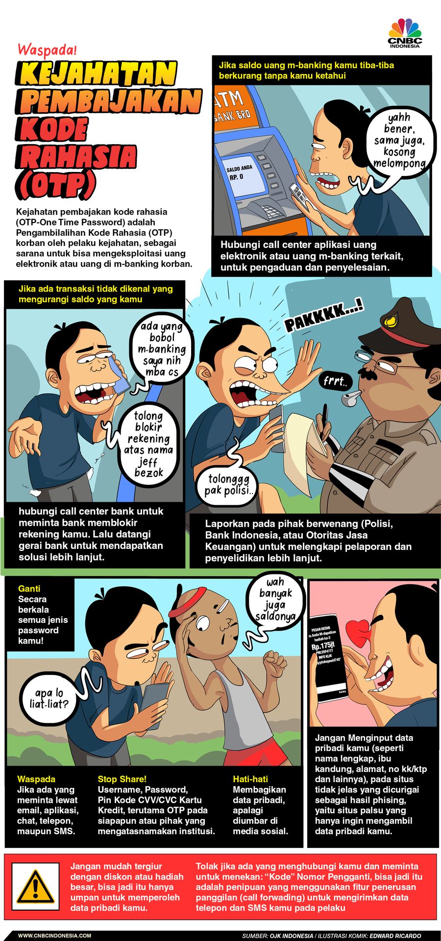 KOMIK INFOGRAFIS, Waspada Kejahatan Pembajakan Kode Rahasia (OTP)