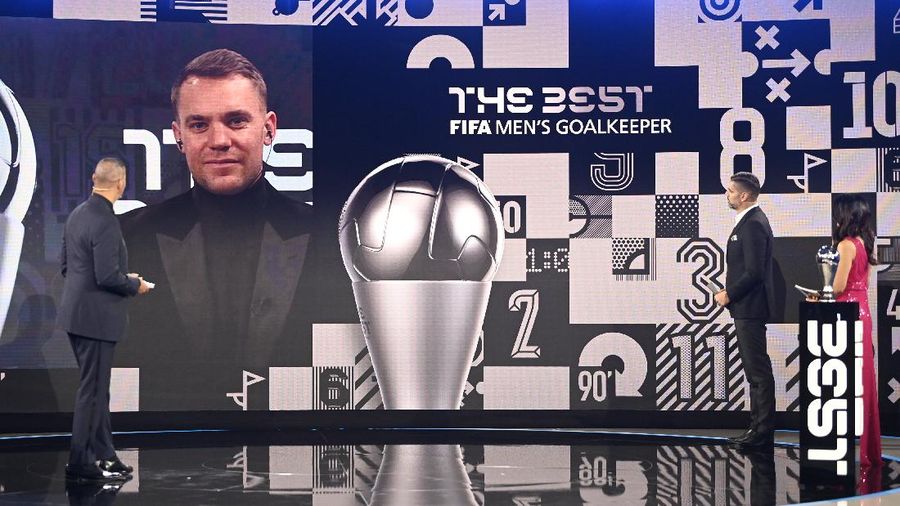 A general view of the studio before the Best FIFA Football Awards Ceremony, which this will take place via video in Zurich, Switzerland, Thursday, Dec. 17, 2020. (Valeriano Di Domenico/Pool via AP)