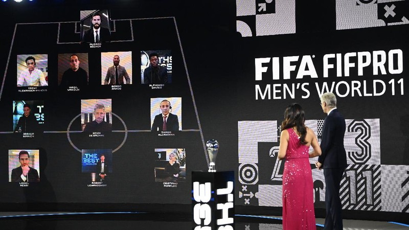 A general view of the studio before the Best FIFA Football Awards Ceremony, which this will take place via video in Zurich, Switzerland, Thursday, Dec. 17, 2020. (Valeriano Di Domenico/Pool via AP)