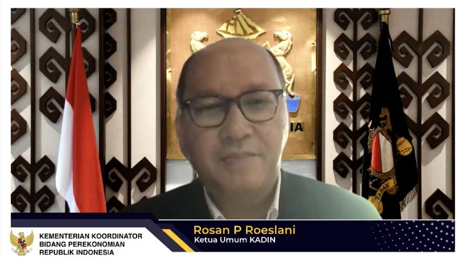 Ketua Umum Kadin Rosan Roeslani dalam acara Outlook Perekonomian Indonesia 2021. (Tangkapan Layar Youtube PerekonomianRI)