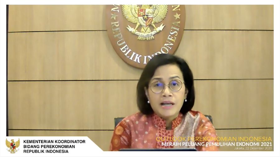 Menteri Keuangan, Sri Mulyani dalam acara Outlook Perekonomian Indonesia 2021. (Tangkapan Layar Youtube PerekonomianRI)