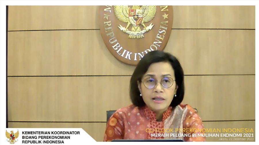 Menteri Keuangan, Sri Mulyani dalam acara Outlook Perekonomian Indonesia 2021. (Tangkapan Layar Youtube PerekonomianRI)