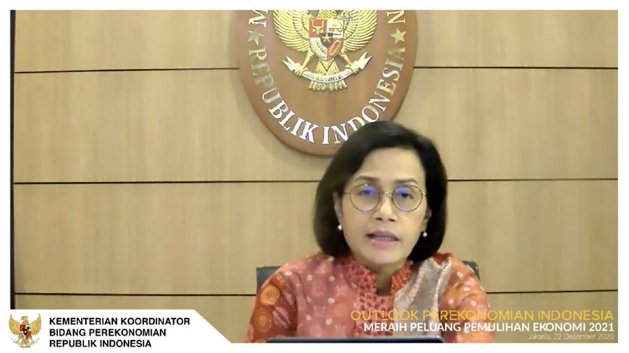 Menteri Keuangan, Sri Mulyani dalam acara Outlook Perekonomian Indonesia 2021. (Tangkapan Layar Youtube PerekonomianRI)