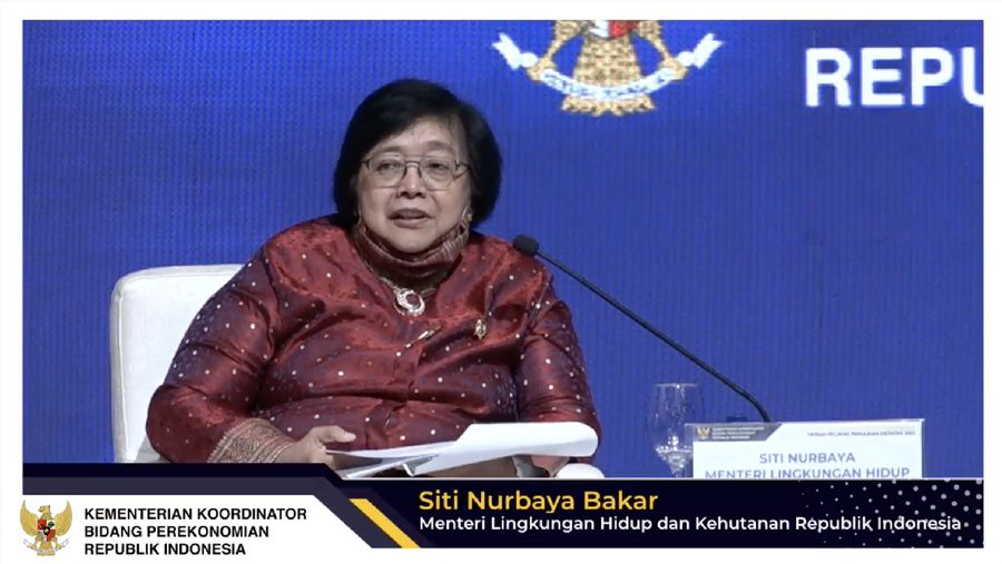 Menteri Lingkungan Hidup dan Kehutanan (LHK) Siti Nurbaya dalam acara Outlook Perekonomian Indonesia 2021. (Tangkapan Layar Youtube PerekonomianRI)