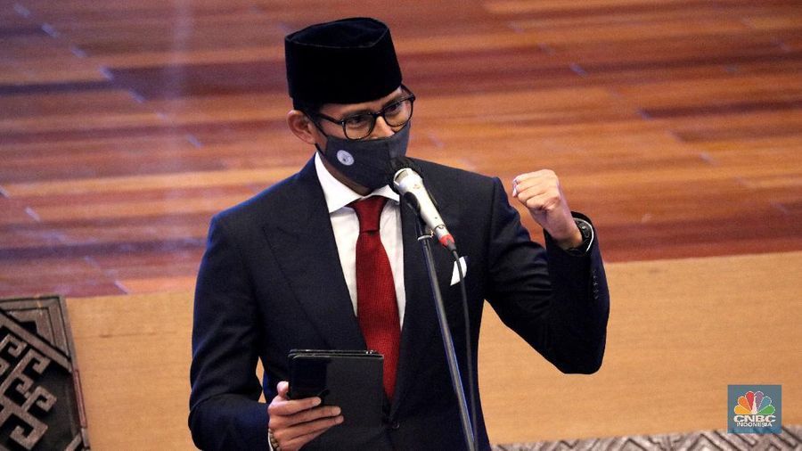 Menteri Pariwisata dan Ekonomi Kreatif (Menparekraf) Sandiaga Uno (²©²ÊÍøÕ¾/Tri Susilo)