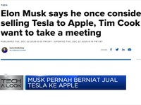 Ternyata Musk Pernah Berniat Jual Tesla ke Apple