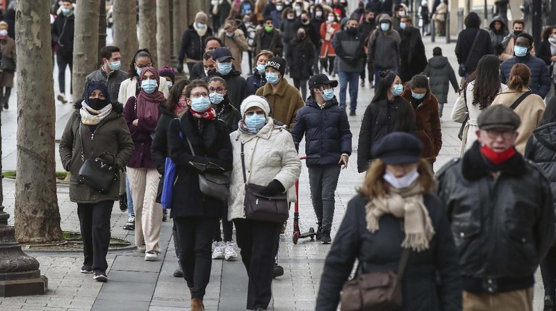Prancis tidak menutup kemungkinan memberlakukan lockdown nasional ketiga jika angka kasus covid-19 terus meningkat. (AP/Bob Edme)