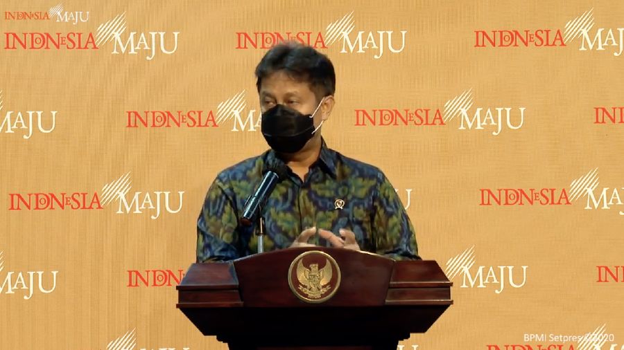 Budi Gunadi Sadikin memberikan keterangan pers menteri kesehatan, kantor presiden, (Selasa29/12/2020). (Tangkapan layar youtube sekpres)