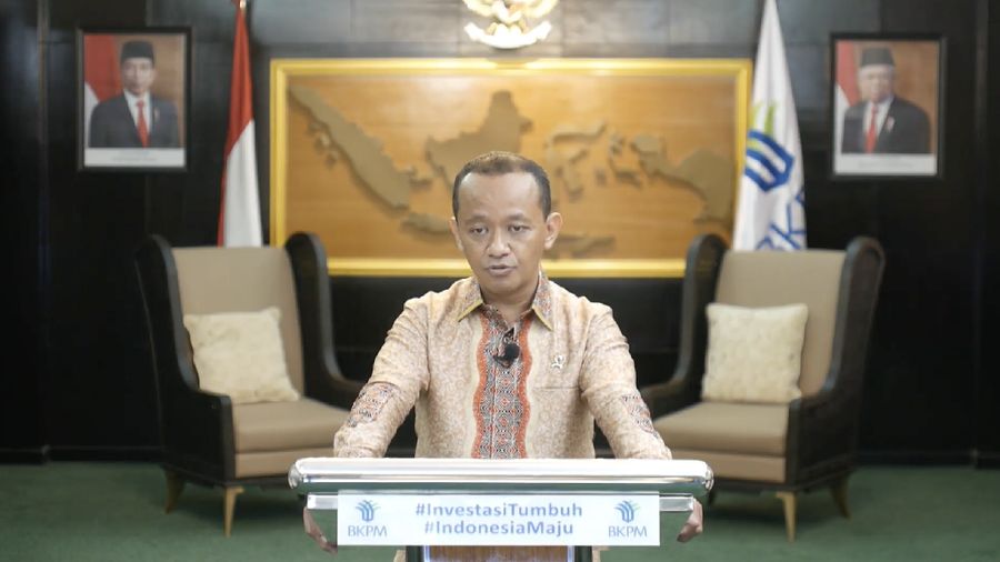 Bahlil Lahadalia memberikan keterangan pers kepala BKPM tentang investasi baterai listrik LG Energy Solution. (Tangkapan layar youtube BKPM TV)