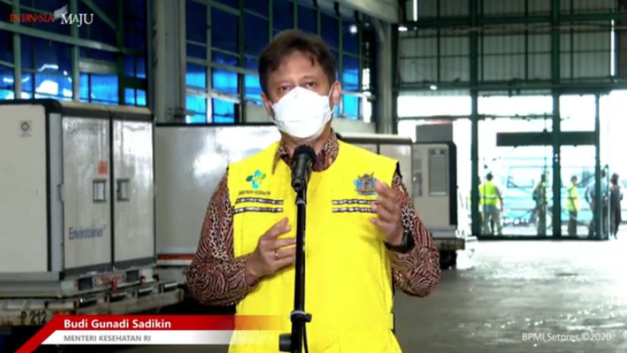 Menteri Kesehatan Budi Gunadi Sadikin saat Konfrensi Pers Kedatangan Vaksin Covid-19 Tahap 2, Bandara Soekarno Hatta, 31 Desember 2020.  (Tangkapan Layar Youtube Sekretariat Presiden)