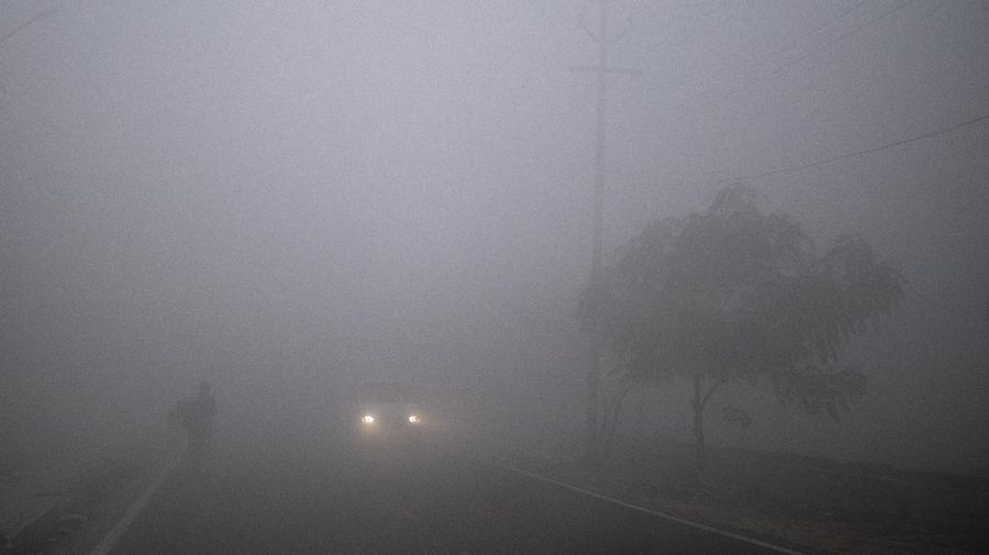 India dilanda kabut tebal dan gelombang dingin di awal tahun 2021. (AP/Altaf Qadri)