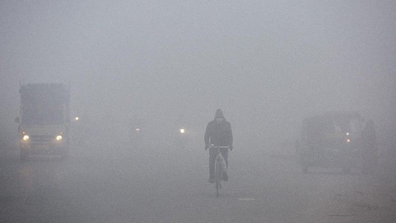 India dilanda kabut tebal dan gelombang dingin di awal tahun 2021. (AP/Altaf Qadri)