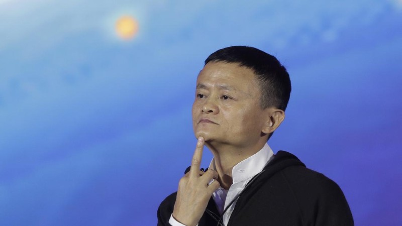Jack Ma, executive chairman of the Alibaba Group, looks up during a panel discussion held as part of the China Development Forum at the Diaoyutai State Guesthouse in Beijing, Saturday, March 19, 2016. (AP Photo/Mark Schiefelbein)