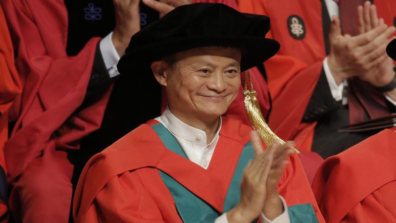 Jack Ma, executive chairman of the Alibaba Group, looks up during a panel discussion held as part of the China Development Forum at the Diaoyutai State Guesthouse in Beijing, Saturday, March 19, 2016. (AP Photo/Mark Schiefelbein)