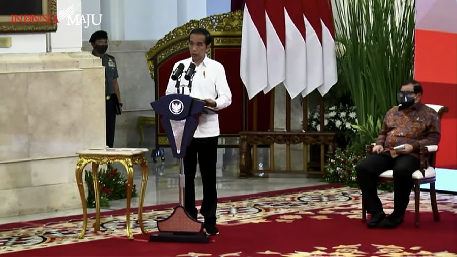 Presiden RI, Jokowi di Peluncuran Bantuan Tunai Se-Indonesia Tahun 2021, Istana Negara, 4 Januari 2021 (Youtube)