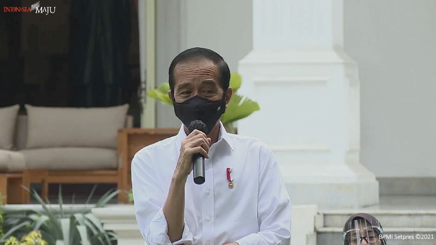 Jokowi di acara pemberian Bantuan Modal Kerja, Halaman Tengah Istana Merdeka, 6 Januari 2021