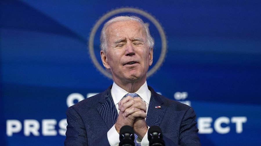 President-elect Joe Biden speaks about the violent protests in Washington from The Queen theater in Wilmington, Del., Wednesday, Jan. 6, 2021. Biden has called the violent protests on the U.S. Capitol 