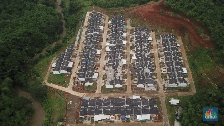 Foto udara suasana perumahan subsidi di Kawsan Ciseeng, Bogor, Jawa Barar, Jumat (8/1/2021). (CNBC Indonesia/Andrean Kristianto)