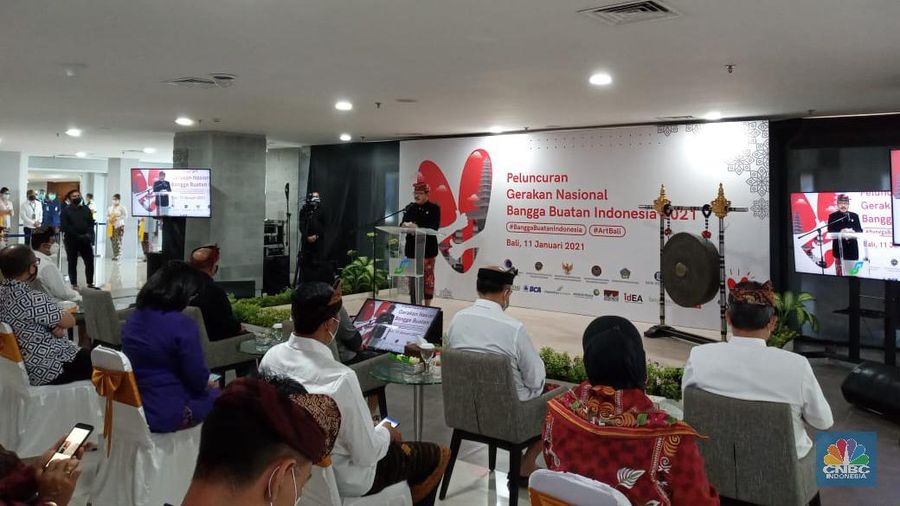 Wakil Gubernur Bali Tjokorda Oka Artha Ardana Sukawati dalam Peluncuran Gerakan Nasional Bangga Buatan Indonesia (CNBC Indonesia/ Syahrizal Sidik)
