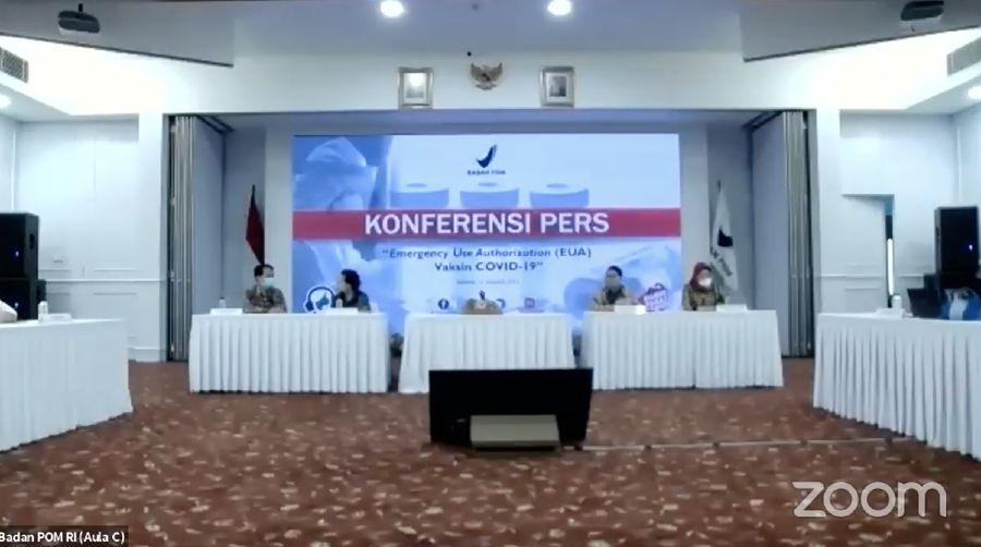 Konferensi Pers Emergency Use Authorization (EUA) Vaksin COVID-19. (Tangkapan Layar Youtube Badan POM RI)
