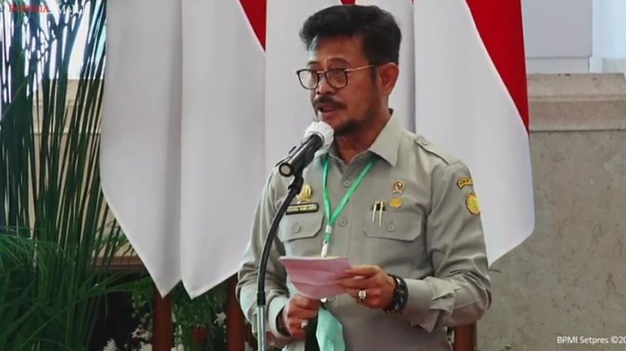 Menteri Pertanian (Mentan) Syahrul Yasin Limpo dalam Rapat Kerja Nasional Pembangunan Pertanian Tahun 2021, 11 Januari 2021. (Tangkapan Layar Youtube Sekretariat Presiden)