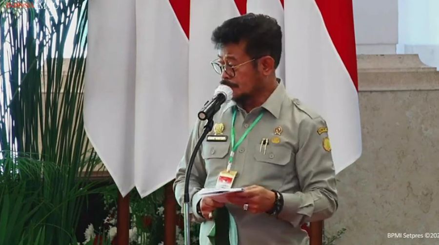Menteri Pertanian (Mentan) Syahrul Yasin Limpo dalam Rapat Kerja Nasional Pembangunan Pertanian Tahun 2021, 11 Januari 2021. (Tangkapan Layar Youtube Sekretariat Presiden)
