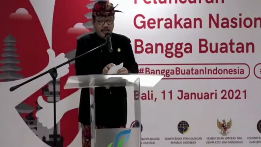 Wakil Gubernur Bali Tjokorda Oka Artha Ardana Sukawati dalam Peluncuran Gerakan Nasional Bangga Buatan Indonesia (Tangkapan Layar)
