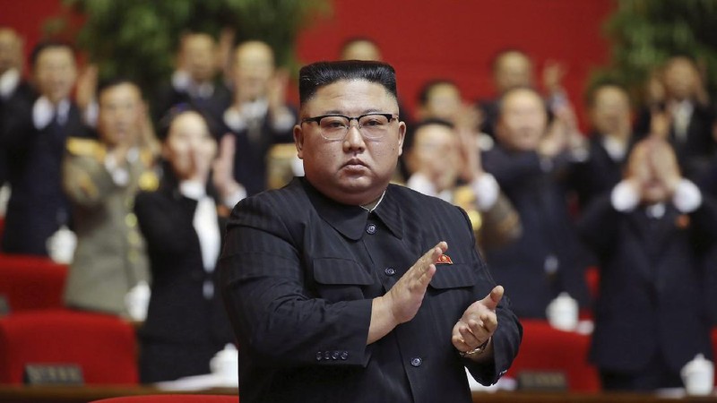 In this photo provided by the North Korean government, North Korean leader Kim Jong Un attends the ruling party congress in Pyongyang, North Korean, Sunday, Jan. 10, 2021. Kim was given a new title, “general secretary” of the ruling Workers’ Party, formerly held by his late father and grandfather, state media reported Monday, Jan. 11, in what appears to a symbolic move aimed at bolstering his authority amid growing economic challenges. Independent journalists were not given access to cover the event depicted in this image distributed by the North Korean government. The content of this image is as provided and cannot be independently verified. Korean language watermark on image as provided by source reads: 