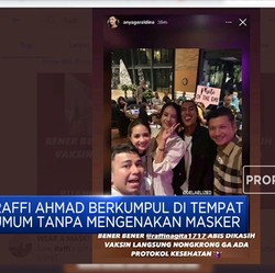 Istana Tegur Raffi Ahmad Nongkrong Tanpa Masker Usai Divaksin