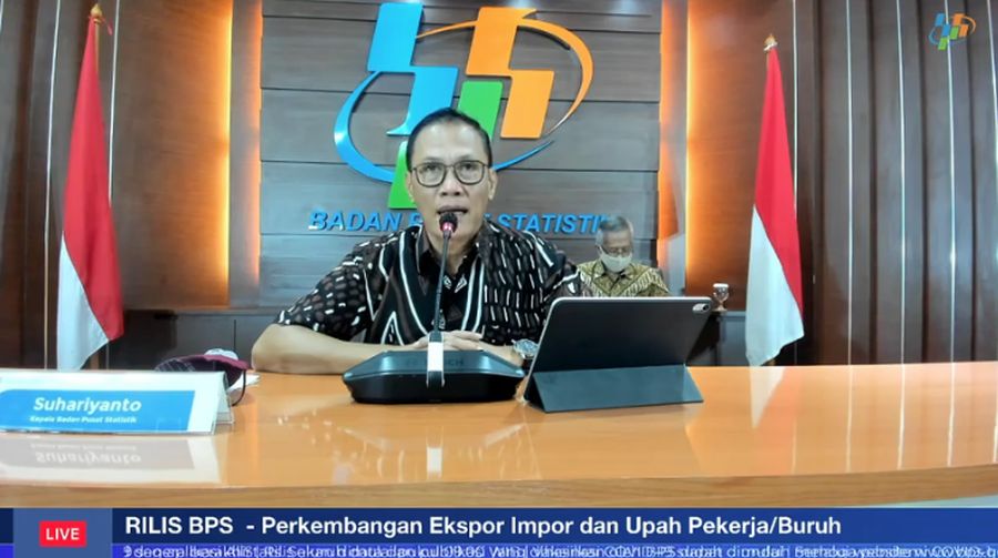 Kepala BPS, Kecuk Suhariyanto merilis Perkembangan Ekspor, Impor, dan Upah Pekerja Desember 2020. (Tangakapan Layar Youtube BPS Statistics)
