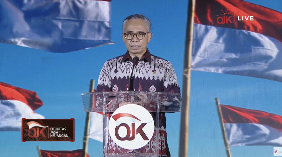 Ketua Dewan Komisioner OJK Wimboh Santoso dalam Pertemuan Tahunan Industri Jasa Keuangan 2021. (Tangkapan Layar Youtube Jasa Keuangan)