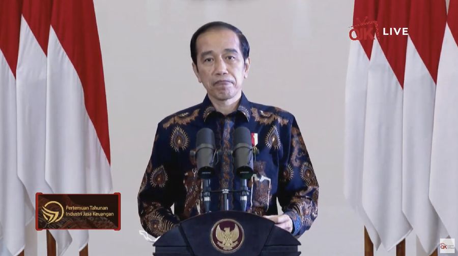 Presiden Joko Widodo dalam Pertemuan Tahunan Industri Jasa Keuangan 2021. (Tangkapan Layar Youtube Jasa Keuangan)
