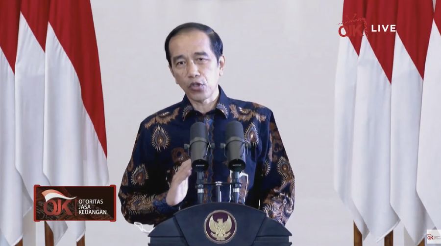 Presiden Joko Widodo dalam Pertemuan Tahunan Industri Jasa Keuangan 2021. (Tangkapan Layar Youtube Jasa Keuangan)